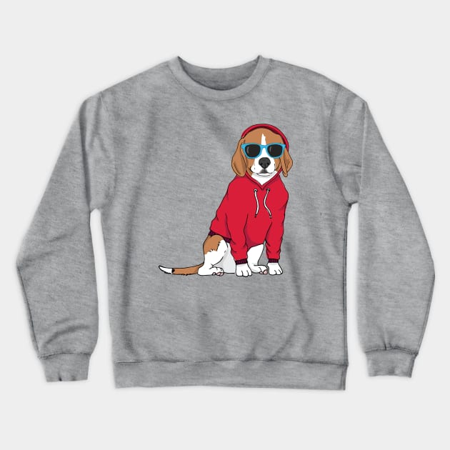 Hipster Beagle Crewneck Sweatshirt by Megan Roy